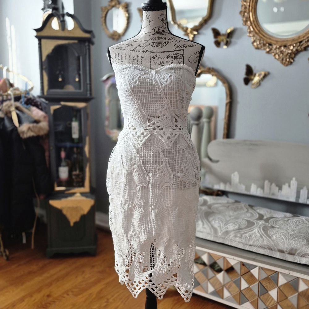 Charlotte Russe Fairycore Strapless White Lace Dress Small